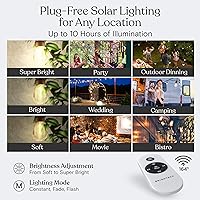Vista 8 de Brightech Ambience Pro Super Bright Solar - Luces de cadena solares superbrillantes para exteriores con control remoto de 48 pies con 15 bombillas