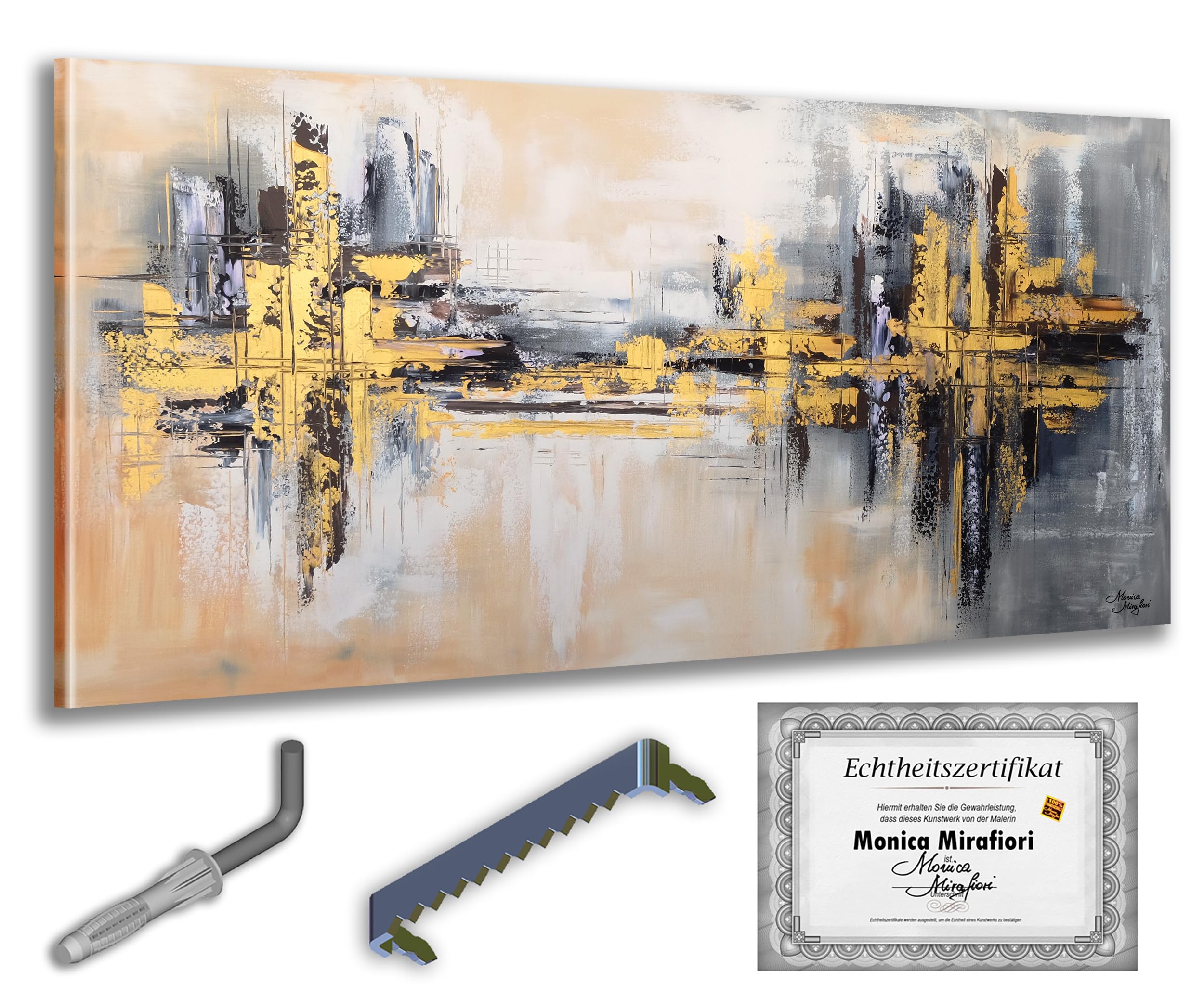 Tableau Original Monica Mirafiori – Peinture Acrylique Mystère – 120x60 Cm – Fait Main