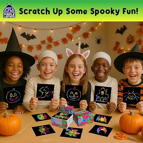 Miniatura 3 de PURPLE LADYBUG Mini notas holográficas de arco iris para rascar, 150 hojas con lápiz de madera, actividad divertida para verano, regalos para