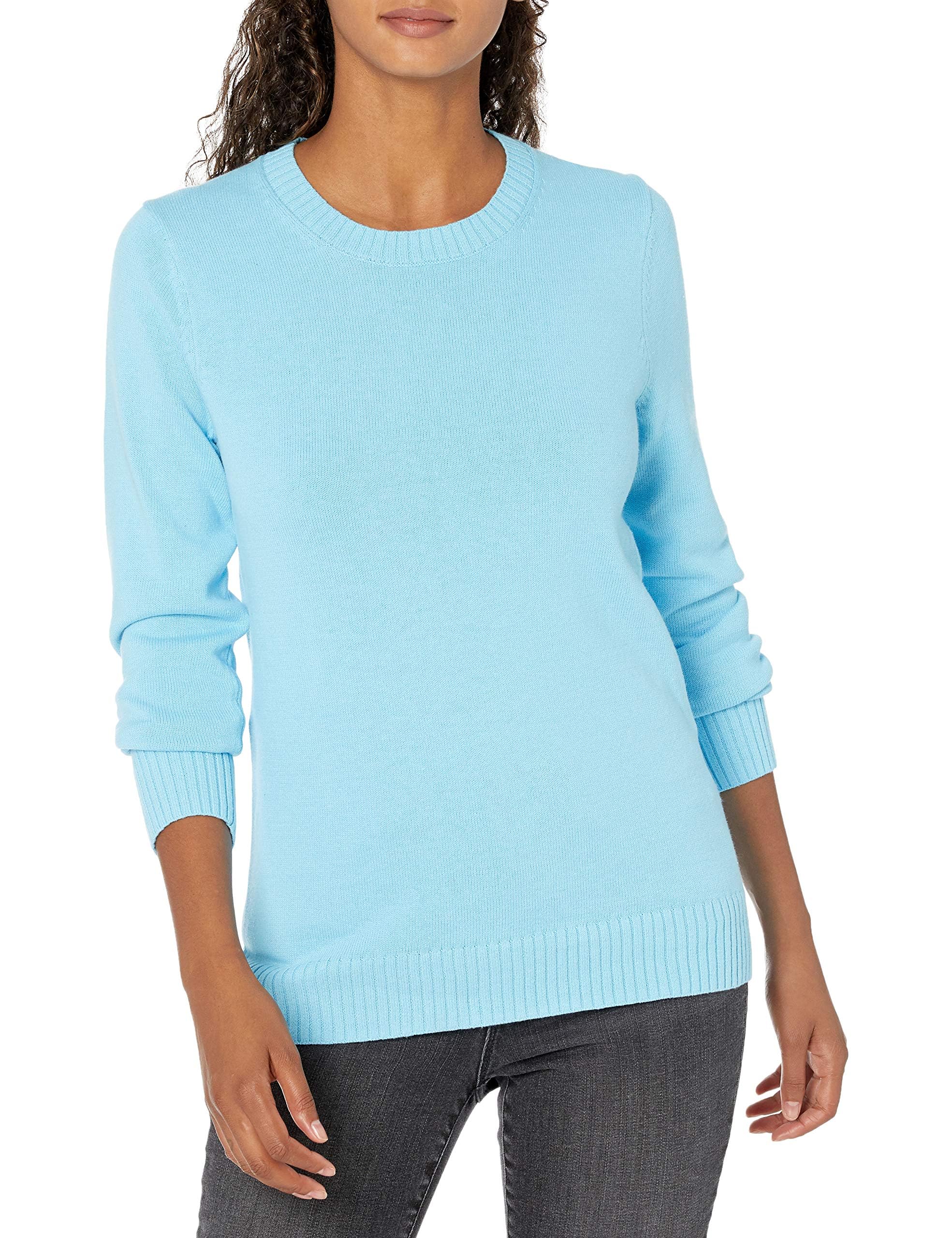 Amazon Essentials Damen Pullover Mit Rundhalsausschnitt Aus 100 % Baumwolle (Erhältlich In Übergröße), Himmelblau, XS