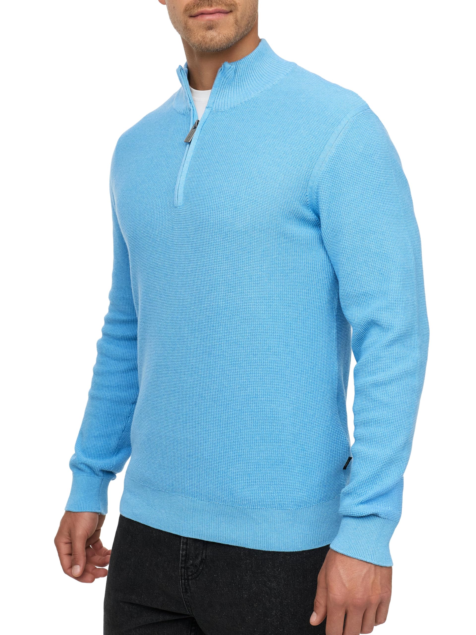 Indicode Herren INBull Strickpullover aus 100% Baumwolle mit Zip-Kragen | Pullover für Männer