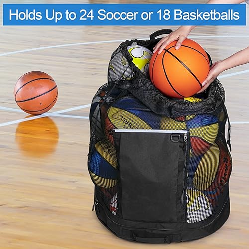 Miniatura 2 de Bolsa de malla extra grande, bolsa de baloncesto y pelota de fútbol con sistema de cordón y correa de hombro ajustable para baloncesto, fútbol,