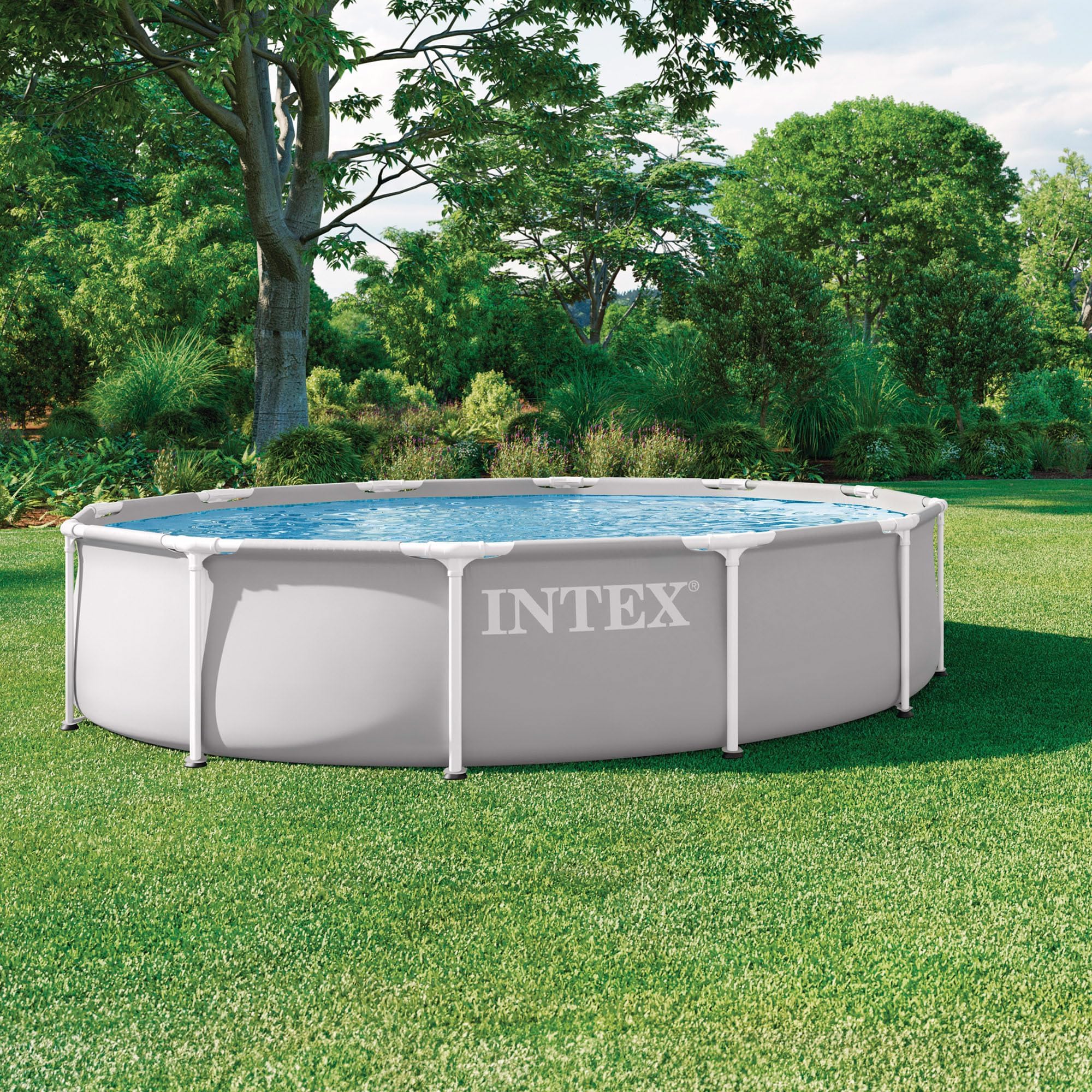 Intex kit piscinette prism frame ronde tubulaire (ø)3,66 x (h)0,76m 26712 Gris Clair