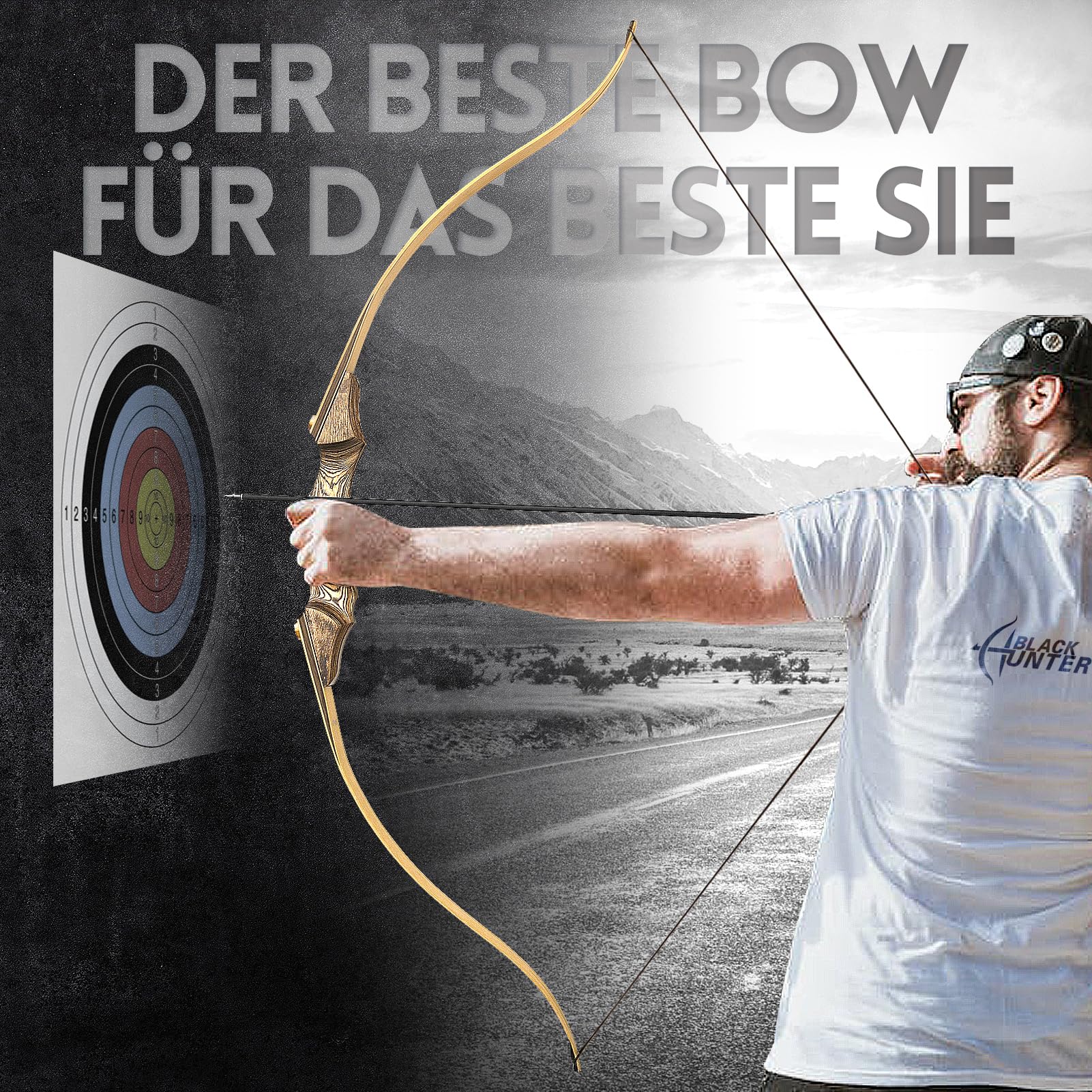 Black Hunter Bogen 60inch Bogenschießen Takedown Recurvebogen 20-60 Lbs Rechte Hand Jagdbogen Mit Stringer Tool Holz Riser Bogen Set Für Erwachsene Schießübungen