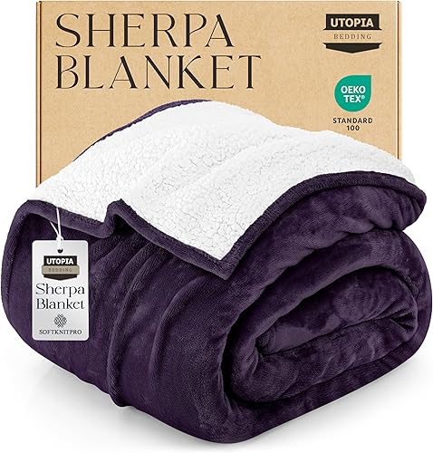 Miniatura 33 de Utopia Bedding - Manta sherpa de tamaño decorativo [negro, 50 x 60 pulgadas], manta reversible de vellón gruesa y cálida de 480 GSM, para cama