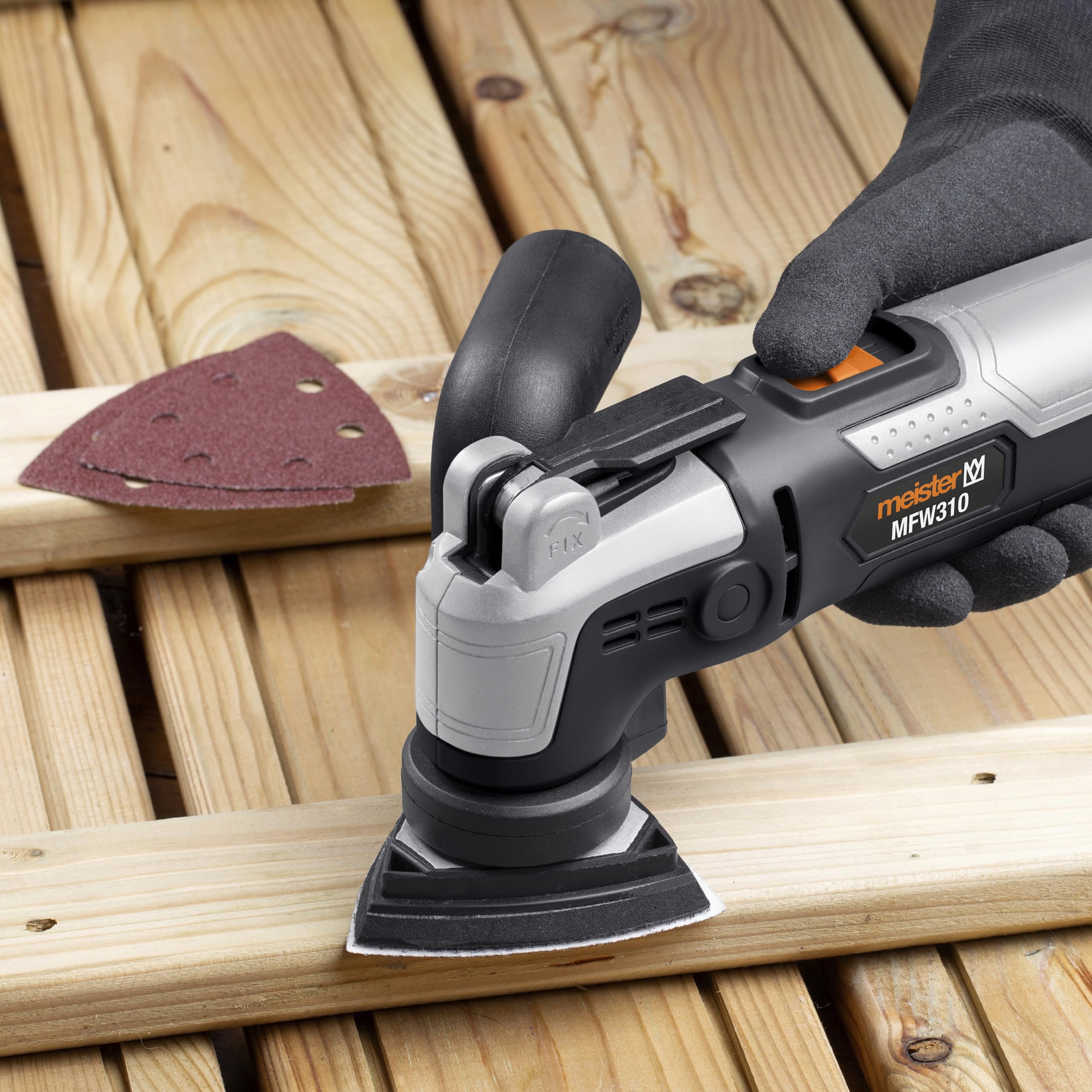 Meister Utensile multifunzione 310 W, MFW310 – Regolatore di velocità – per segare, levigare e raschiare – Include lama per sega ad immersione, raschietto, piastra abrasiva/multiutensile con accessori