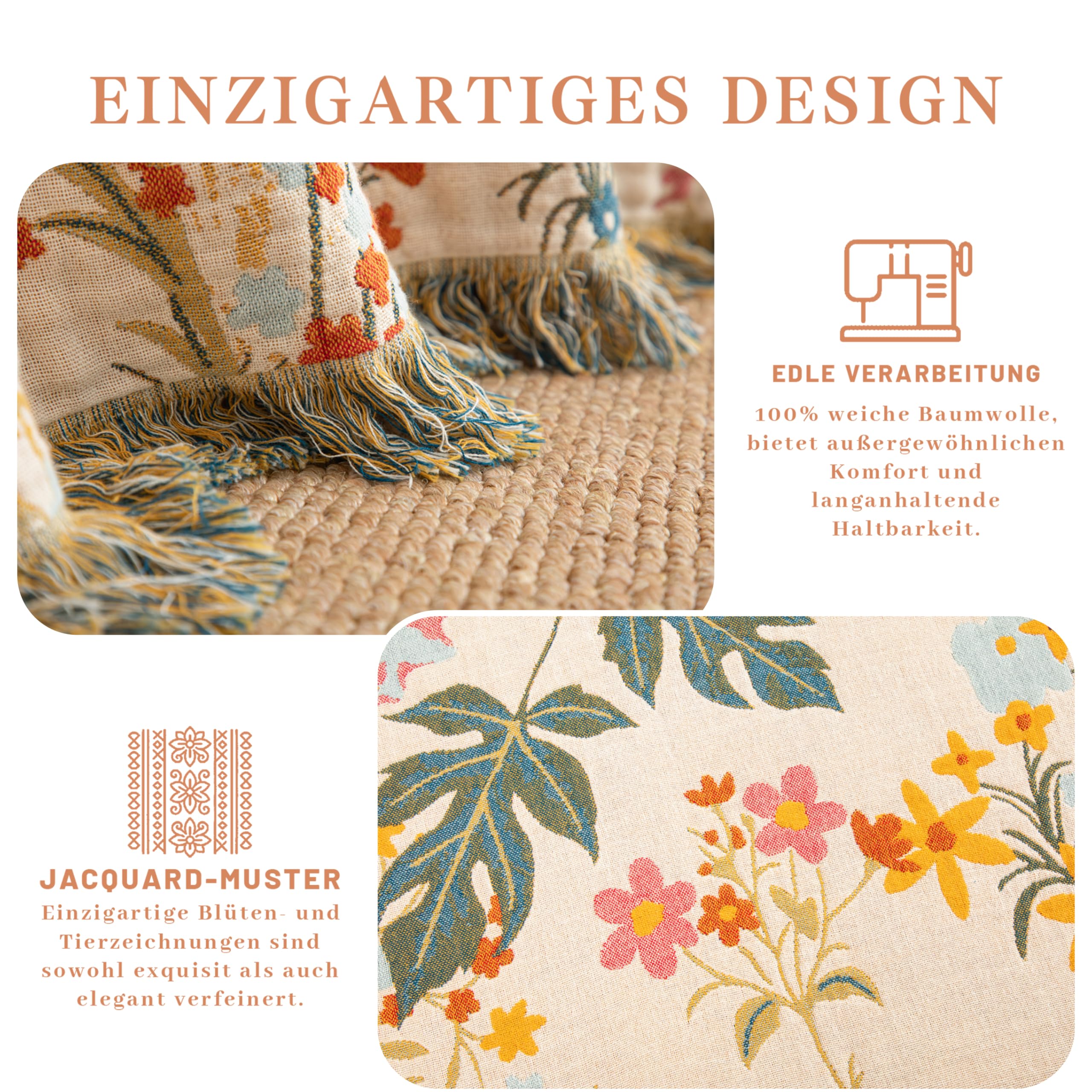 Narzuta w stylu boho z frędzlami, 100% bawełna, dwustronny muślinowy koc 150 x 200 cm, miękki, przytulny koc na sofę, oddychająca, do salonu, sypialni, do użytku przez cały rok