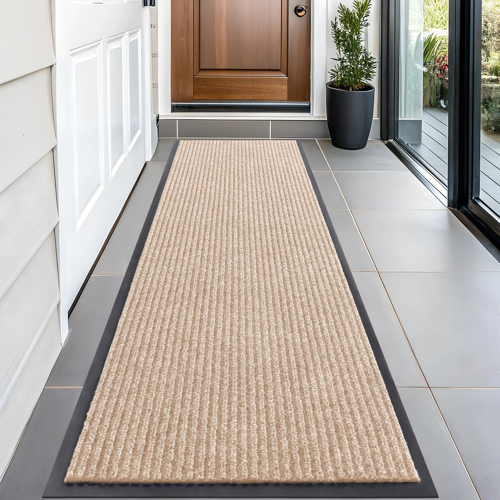 OLANLY Front Door Mat Indoor Outdoor Entrance, Waterproof Heavy Duty Doormat, Fade Resistant, Low Profile, Easy Clean Patio Porch Welcome Floor Mats for Entry, 29.5x17, Beige — view 63