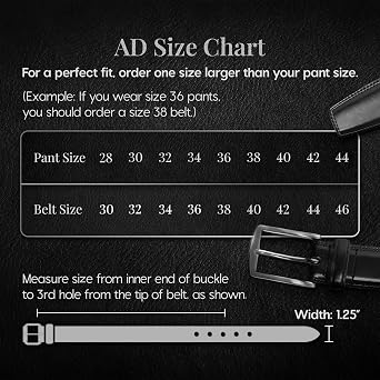 Genuine Leather Dress Belts For Men - Mens Belt For Suits, Jeans, Uniform With Single Prong Buckle - Designed in the USA