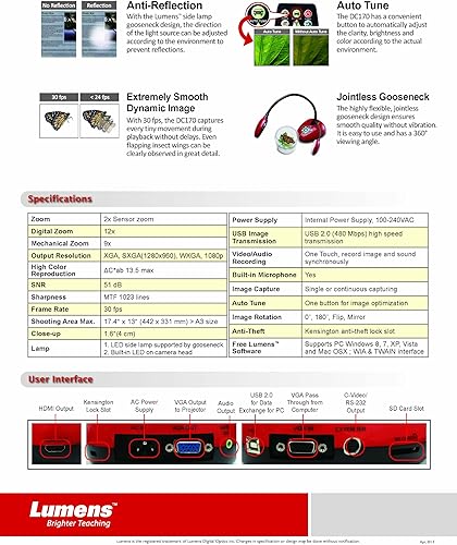 Miniatura 6 de Lumens DC170 - Cámara de documentos para dama portátil 1080p HDMI
