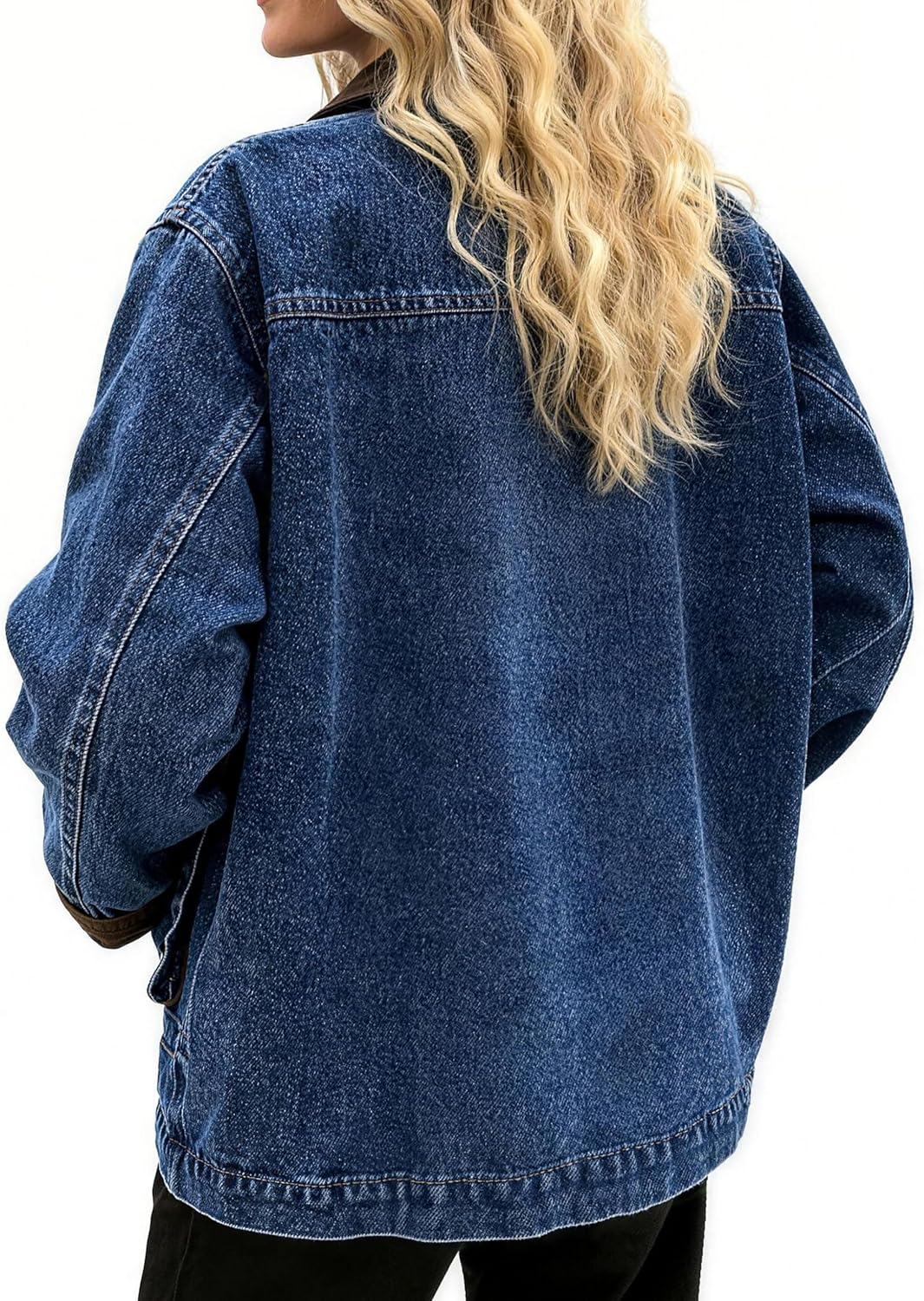 EMMIOL 025 Oversized Jean Jacket Women, Y2K Denim Fall Jackets Coat Vintage Trendy Relaxed Fit - Image 4