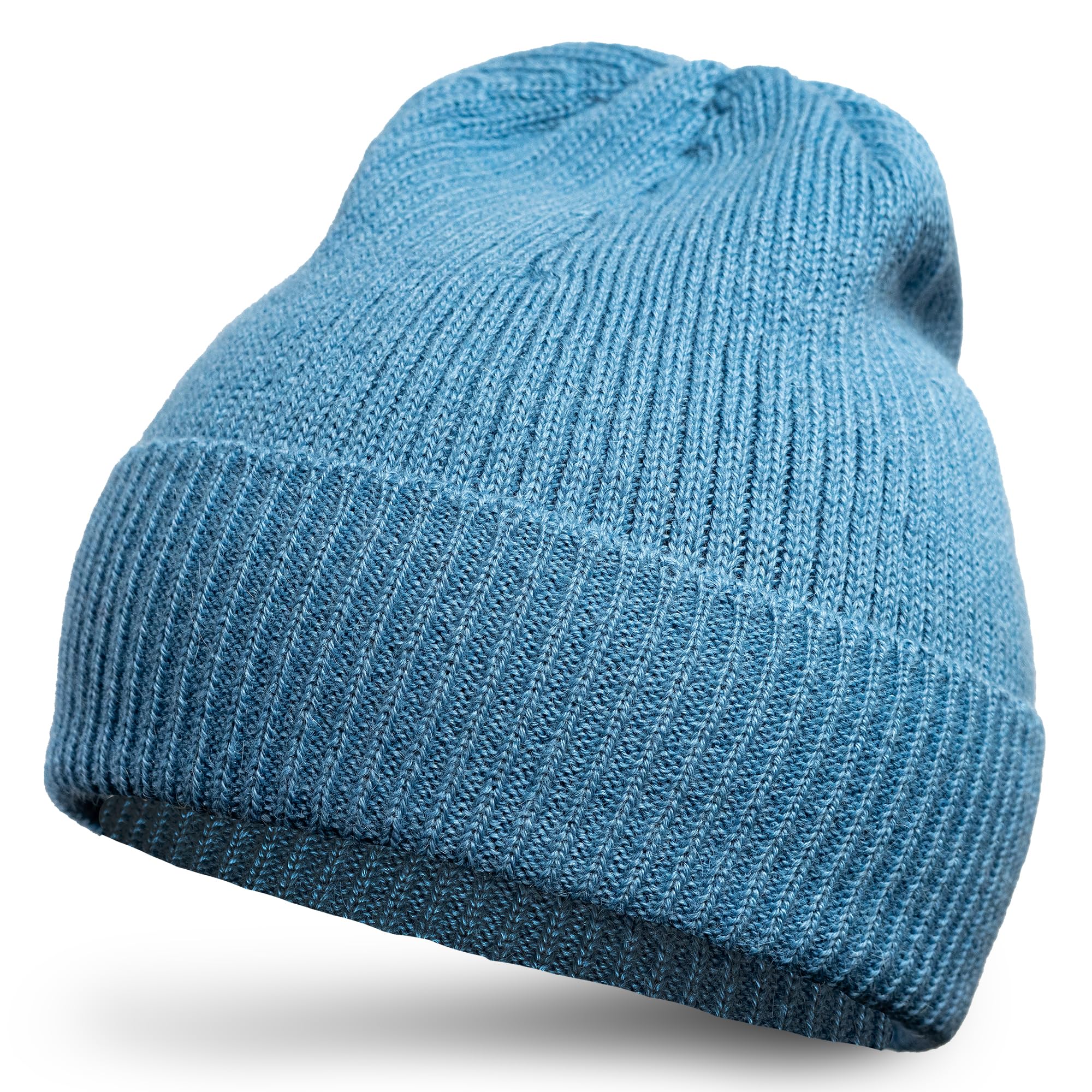 Gorro de alpaca de 100% lana de alpaca para bebé (azul hielo) – Gorro de punto para mujeres y hombres – Gorro de punto unisex cálido para otoño e invierno – gorros de lana suaves y cálidos,