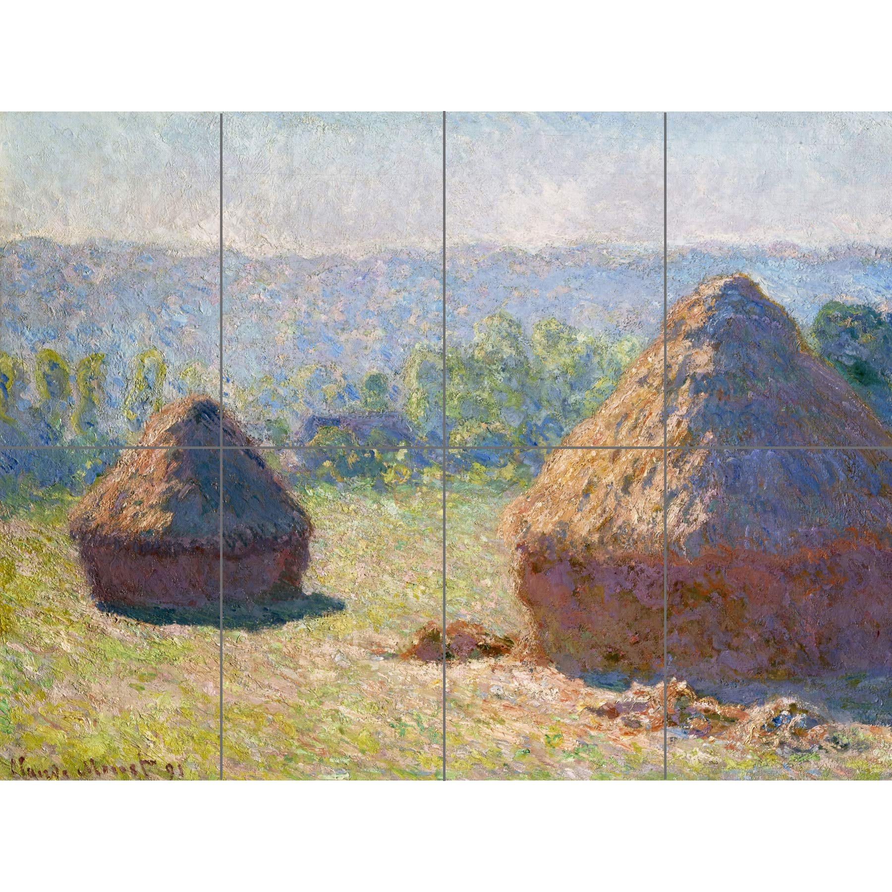 Artery8 Claude Monet Haystacks End Of Summer XL Giant Panel Poster (8 Sections)