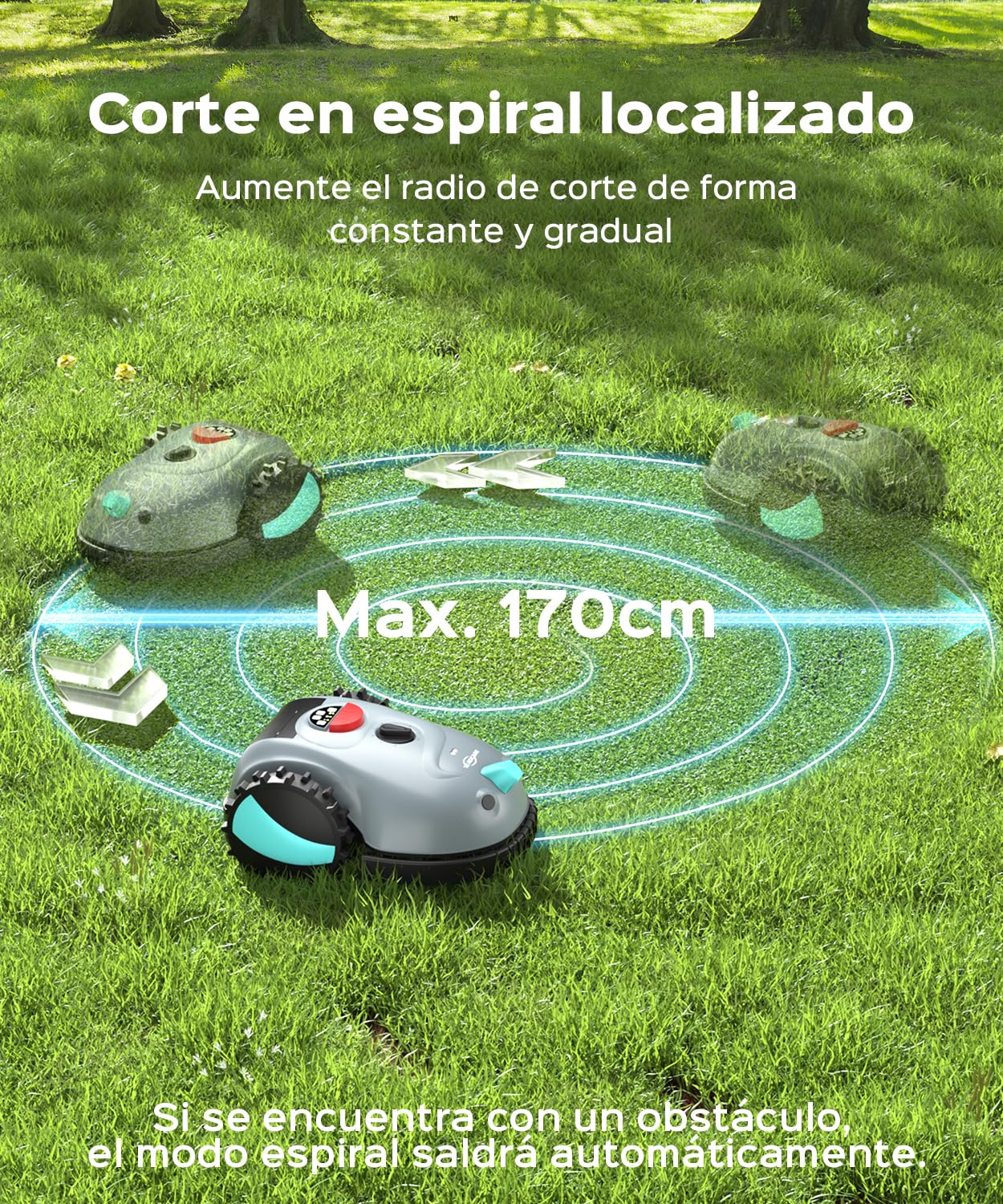 YARDCARE V100 Robot Cortacesped con Navegación por Visión, Detección de 150 Obstáculos, Robot Cortacésped Bateria hasta 150 m², con Cintamagnetica, Cuchillas de Repuesto
