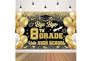 8th Grade Graduation Decorations 2021: Black and Gold Bye Bye 8th Grade...