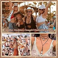 Vista 4 de Collares bohemios para mujer, trajes occidentales, collar de vaquera para mujer, joyería bohemia hecha a mano, collar de cuero, joyería de país