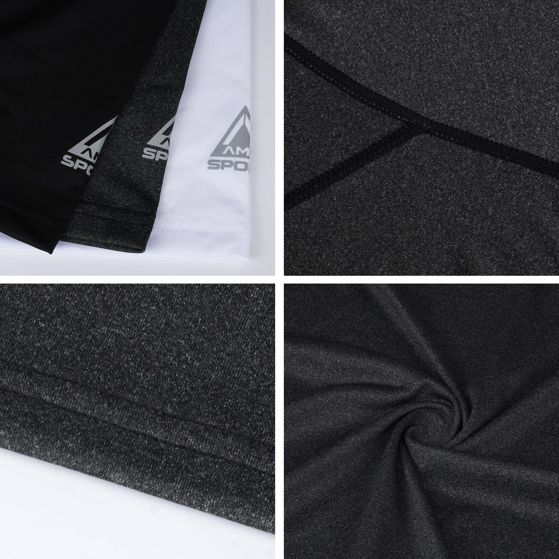 AMZSPORT Maglietta a Compressione da Uomo, a Maniche Corte, Funzionale, Cool Dry, per Allenamento e Corsa