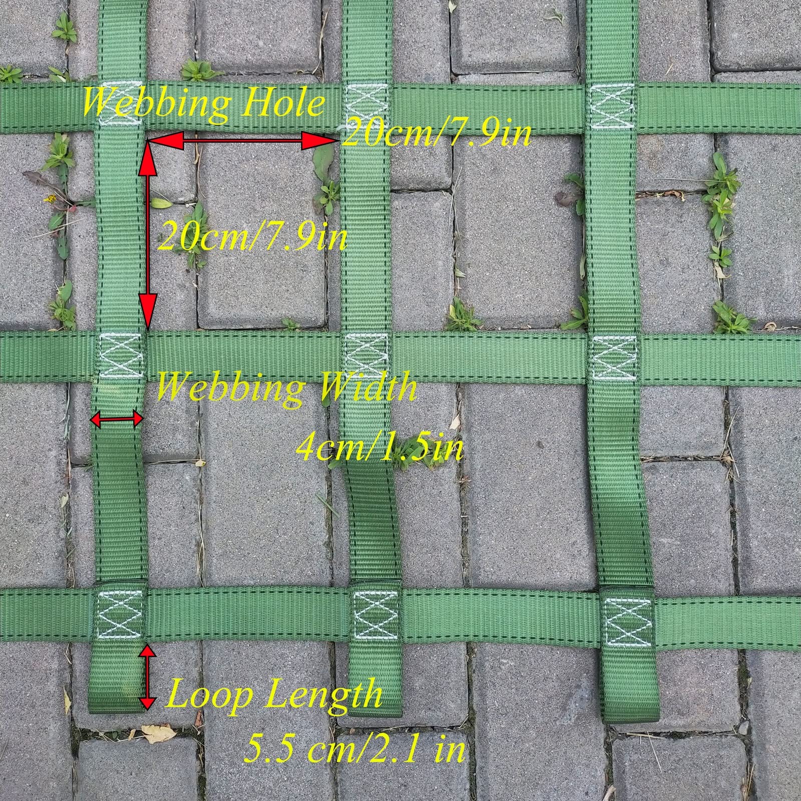 Ninja Line Net,Obstacle Course Net Climbing Playground Adults Outdoor Treehouse Kids Stair Protection Swing Set Jungle Gym Webbing Net Rope,for Entertainment Center,Climbing Wall,Green