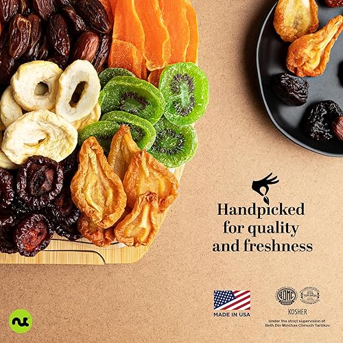 Miniatura 8 de NUT CRAVINGS - Cesta de regalo de arreglo de flores secas de Navidad en cesta de regalo de madera en forma de manzana + bandeja (9 surtidos)