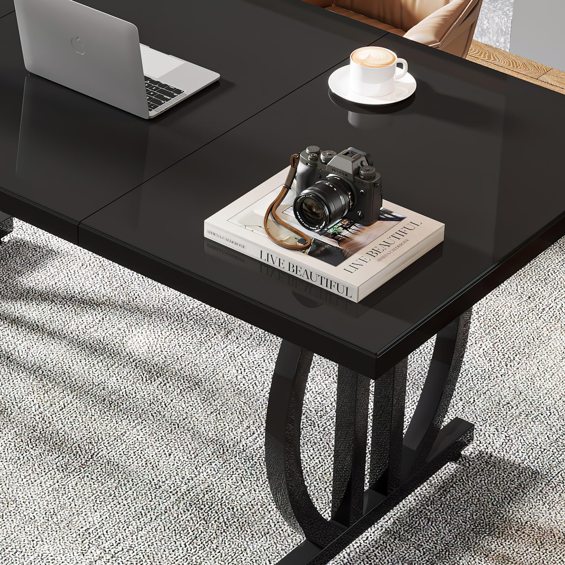 Tribesigns Mesa de escritorio de 160 cm con patas metálicas robustas, escritorio moderno y sencillo, escritorio para ordenador portátil, sala de trabajo, mesa de trabajo