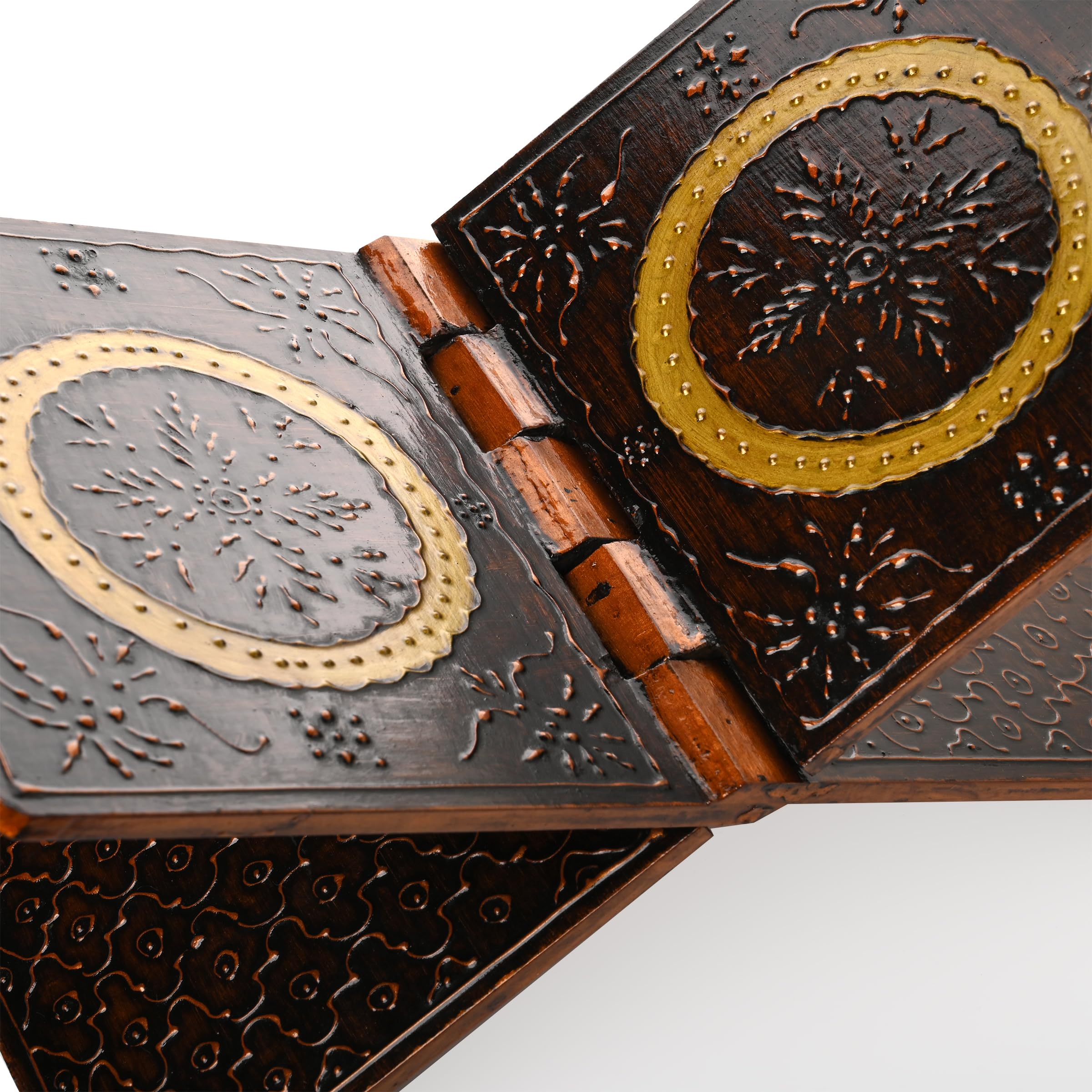 Handmade Wooden Holy Book Stand - Traditional Indian Book Rest For Prayer, Reading & Gifting (Brown, Design-2) - View #7