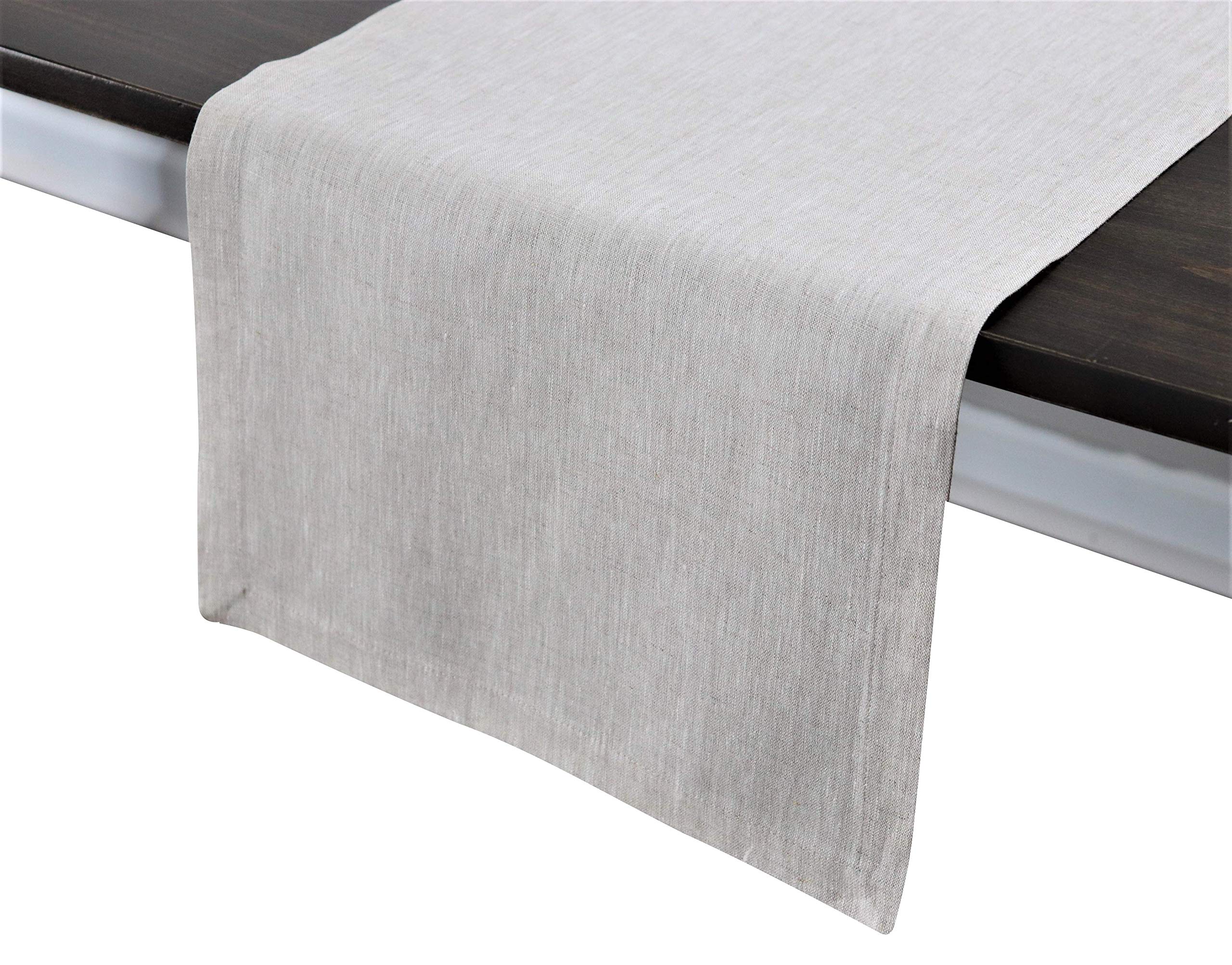 Crabtree Collection Natural Flax Table Linens Timeless Kitchen Decor Linen Runners, Napkin Sets - (Natural 14x72 Runner)