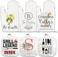 Vista 5 de Lemon - Juego de manoplas de horno personalizadas y soporte para ollas Mitón de horno Soporte para ollas Regalos de cocina Inauguración