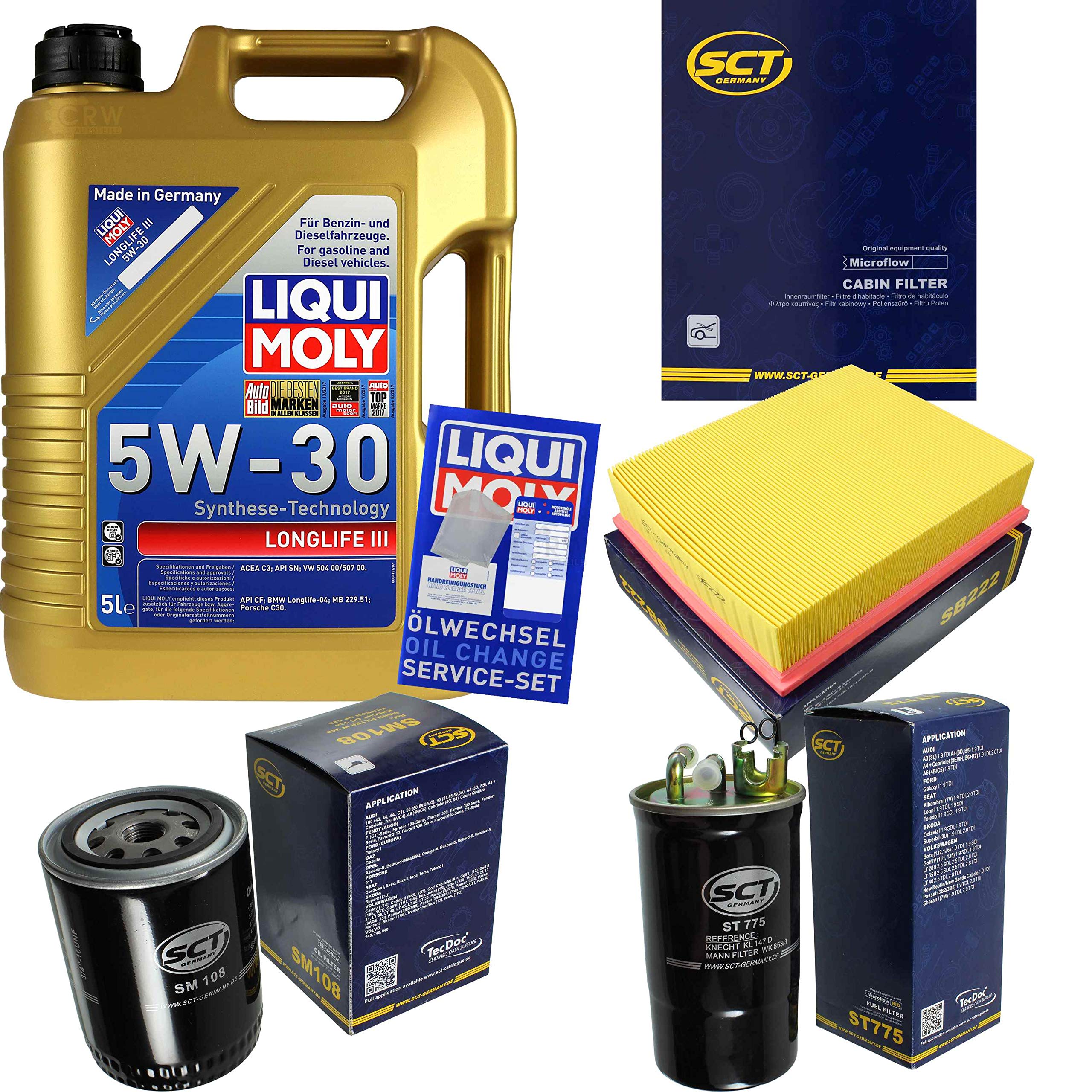 Set di filtri da 5 litri, olio motore Longlife III 5W-30 SCT Germany