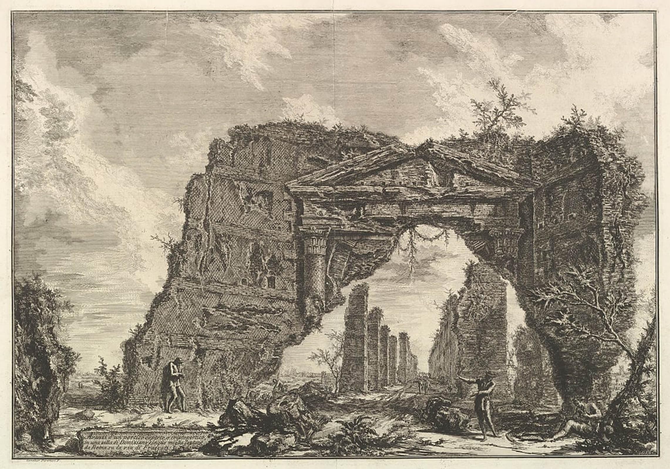 SERENDIPITP Vintage Wall Art Canvas Nordic Poster Canvas Print Picture Remains of a Covered Portico or a Cryptoportiucus in a Villa of Domitian by Battista Piranesi for Home Decor 60x90cm