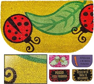 LucaHome - Felpudo de Coco Antideslizante 40x70, Entrada Casa con Mariquitas, Tapete Interior o Exterior