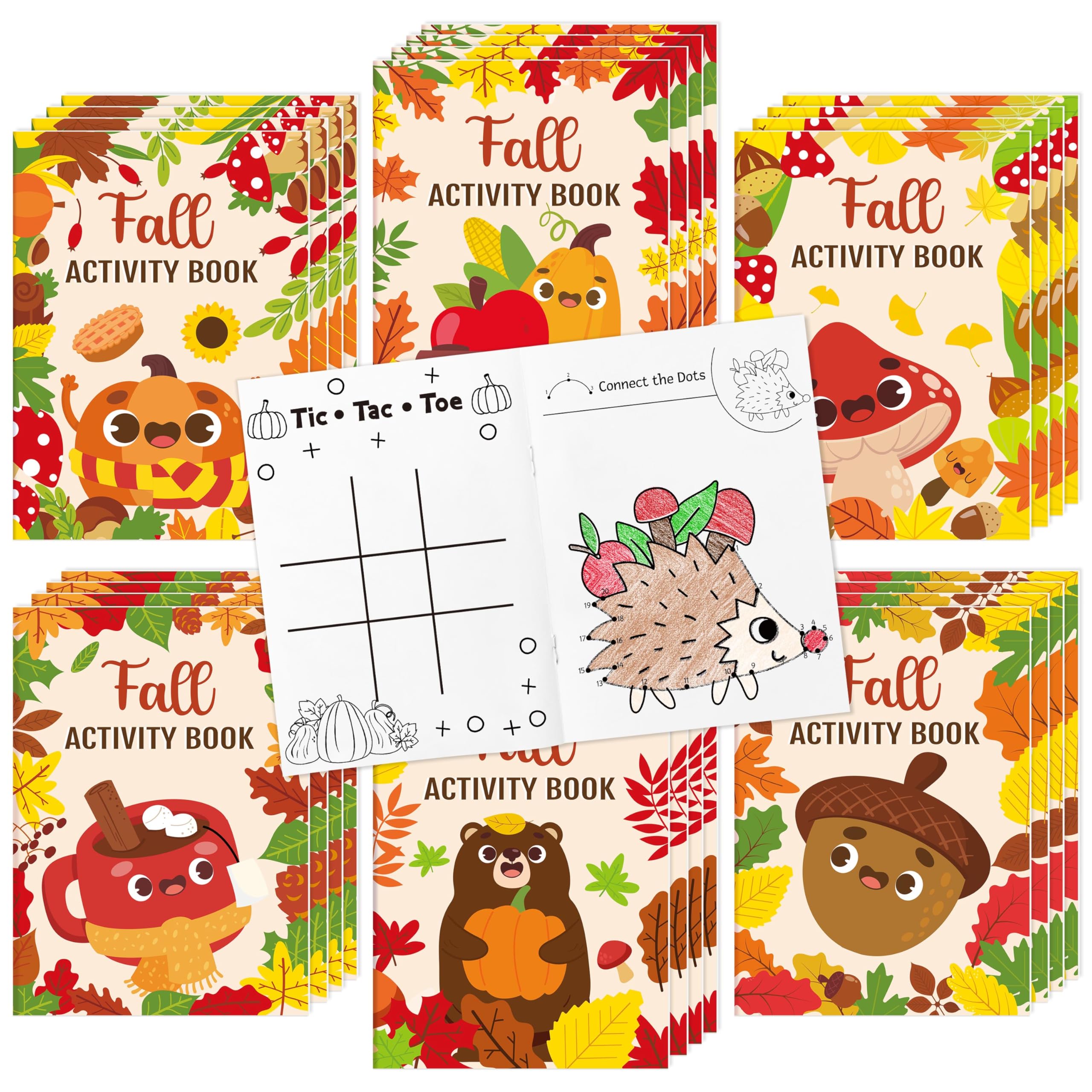 2ooya Fall Activity Books Mini Games Coloring Book Set Bulk for Kids