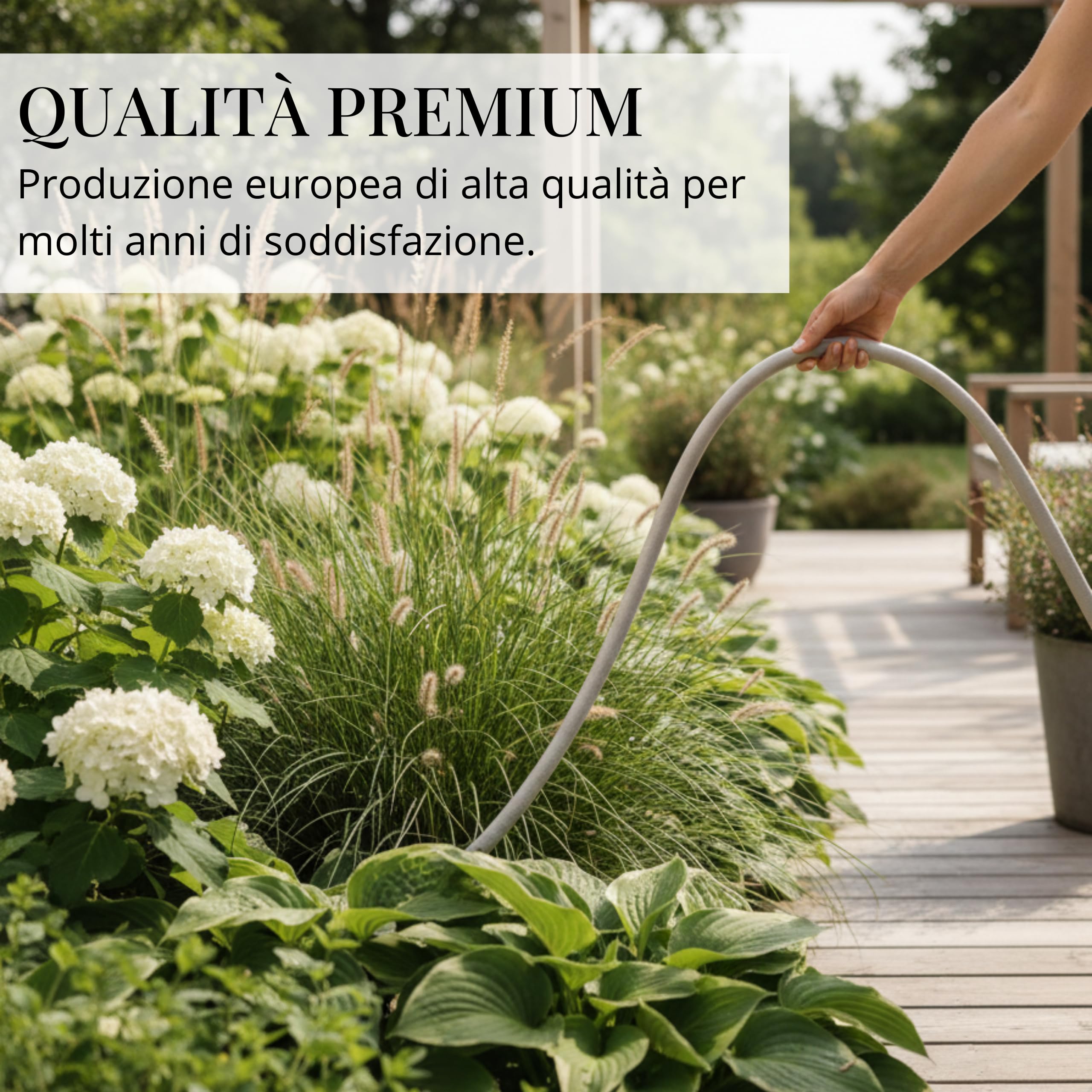LIVLIG Tubo da Giardino 20m Design – Tubo Irrigazione Flessibile, 60% Riciclato, Resistente UV, Anti-Torsione, 1/2 Pollice, Greige