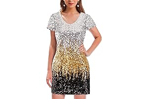 Vestidos para Año Nuevo: Mini Vestido Ajustado con Purpurina y Lentejuelas para Mujer