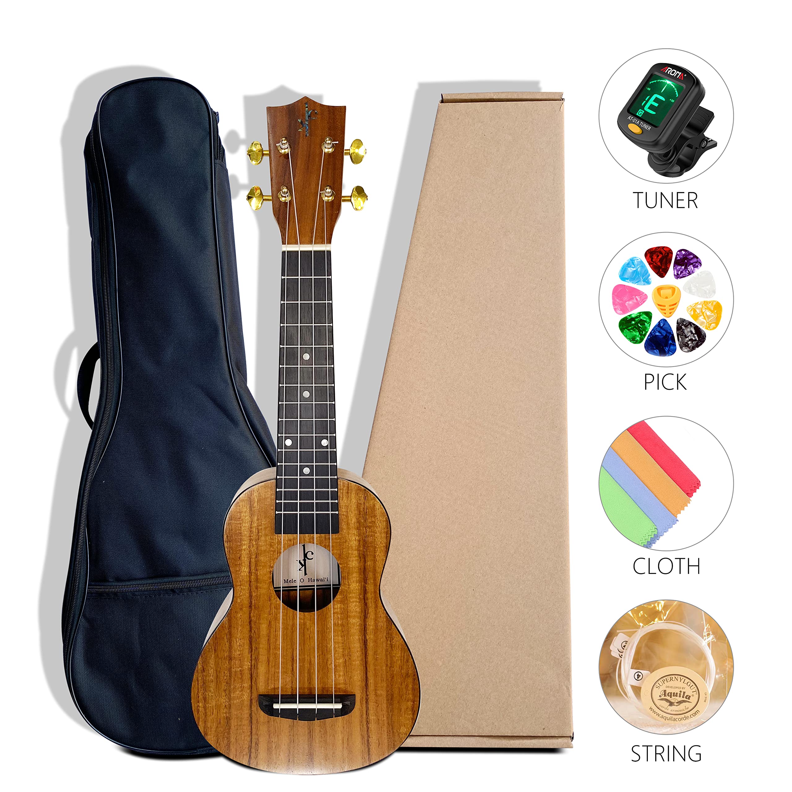 All Solid Koa Acacia Soprano 21inch Hawaiian Traditional Classic, Free Gig Bag/Box and Shipping - Image 2