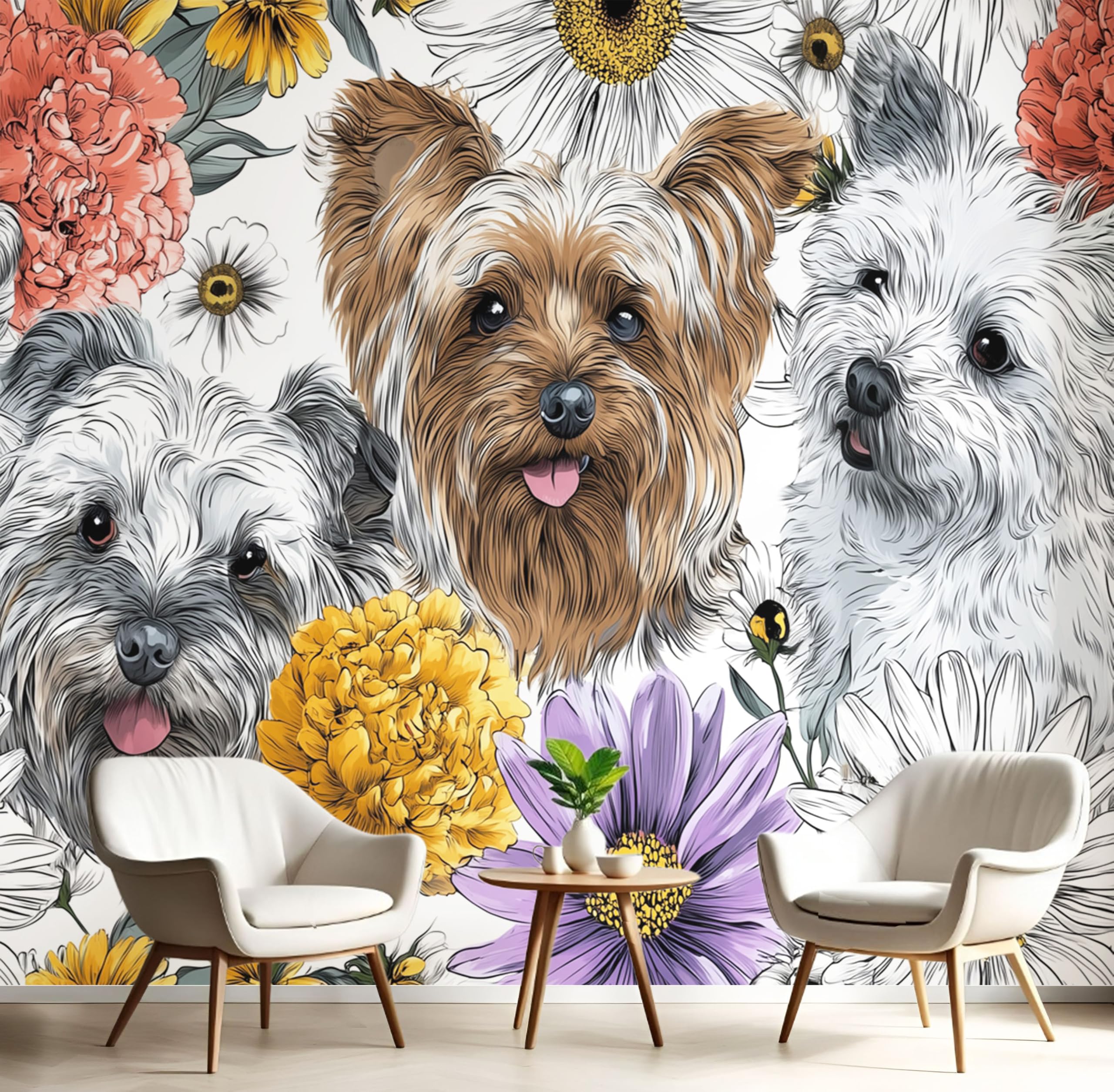 Papier peint panoramique 200x140cm Yorkshire Terrier photo poster geant murale salon