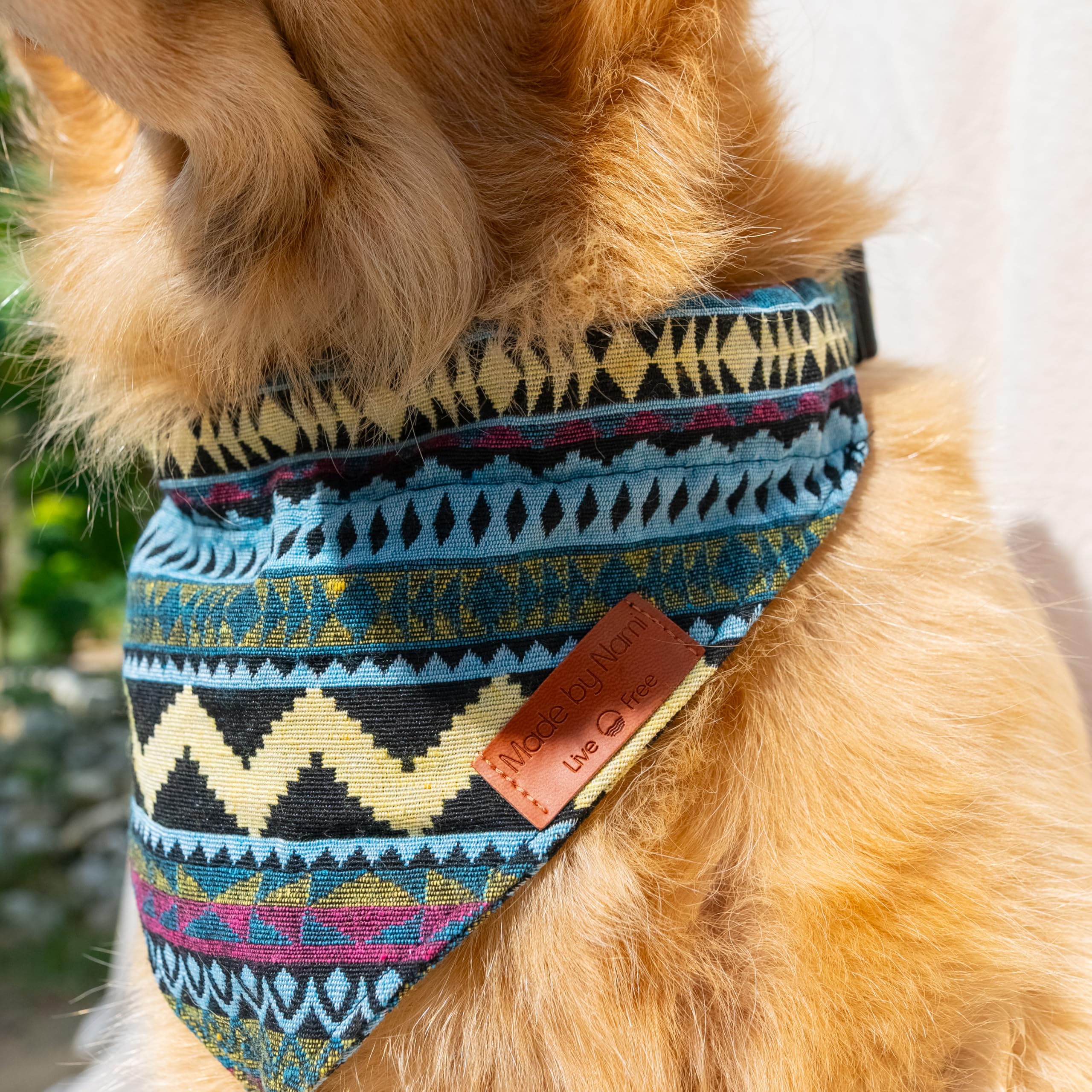 Made by Nami Boho Dog Bandana in Various Sizes for Small and Large Dogs (Blue, L) - Image 3