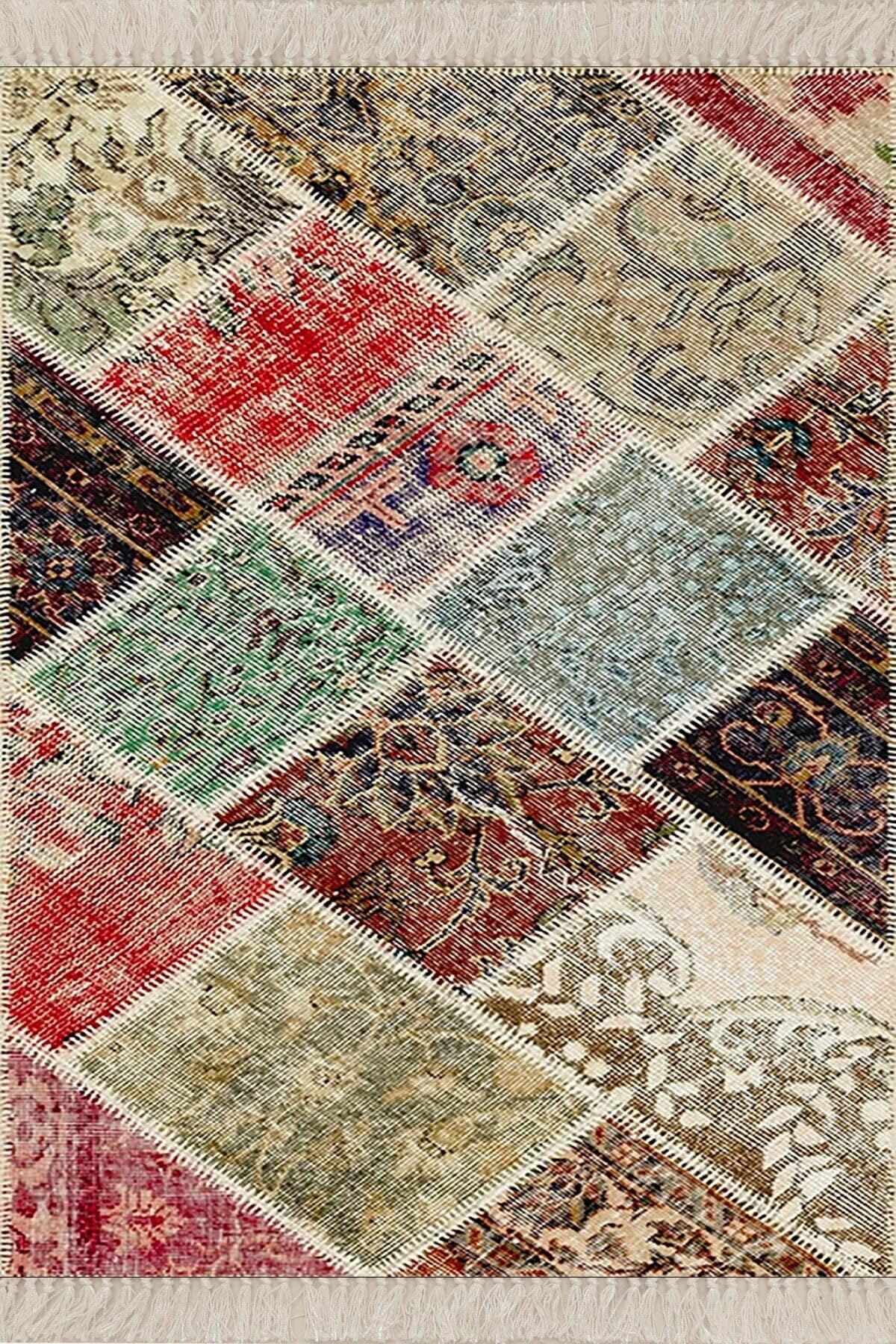On The Clouds Kilim Desenli Etnik Dijital Baskı Yıkanabilir Kaymaz Taban Modern Salon Halı ve Yolluk MEG1244, 80 x 600