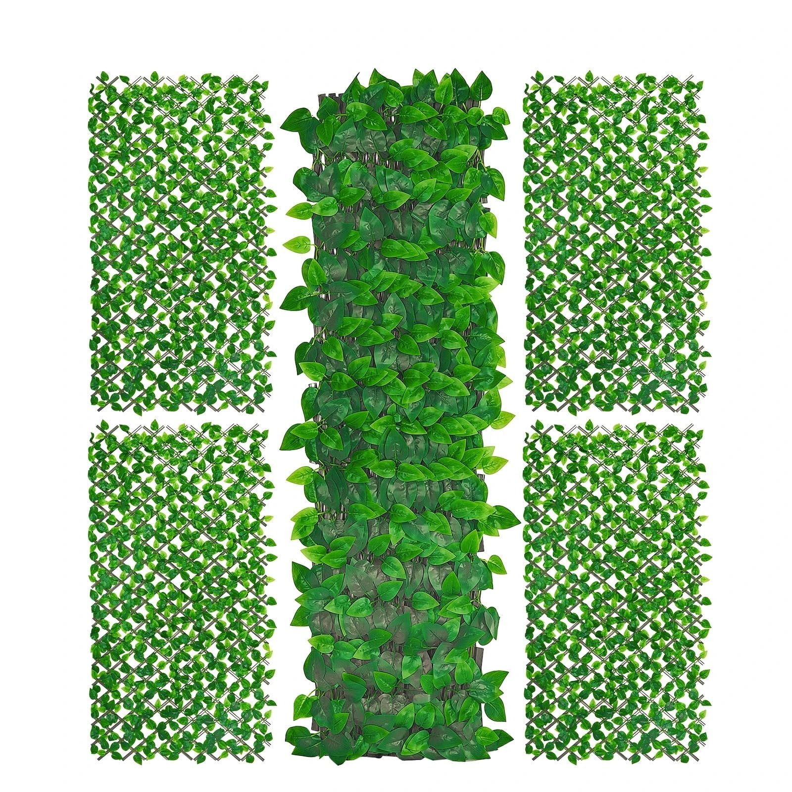 Lovssu White Garden Privacy Screen Expandable Fence Privacy Screen, 4 Pcs Faux Ivy Decorative Panels For Balcony Patio (Single Sided Leaves)