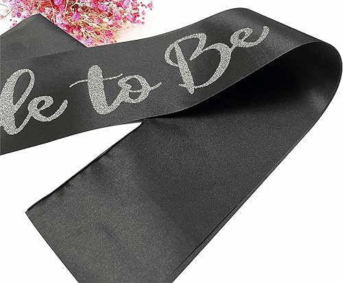 Miniatura 5 de Bride to Be - Banda de satén negro con letras plateadas con purpurina plateada, banda para despedida de soltera, boda, fiesta, recuerdos,