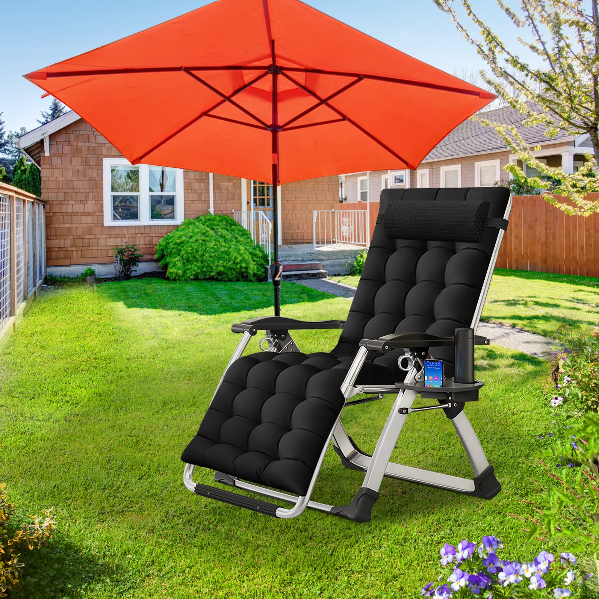 Amazon.com: H\u0026ZT 2PK Zero Gravity Chair,Folding Lounge Recliners with  Removable Soft Pad,Headrest and Footrest,Sun Tanning Chair for Indoor and  Outdoor,Support 440 LBS : Patio, Lawn \u0026 Garden