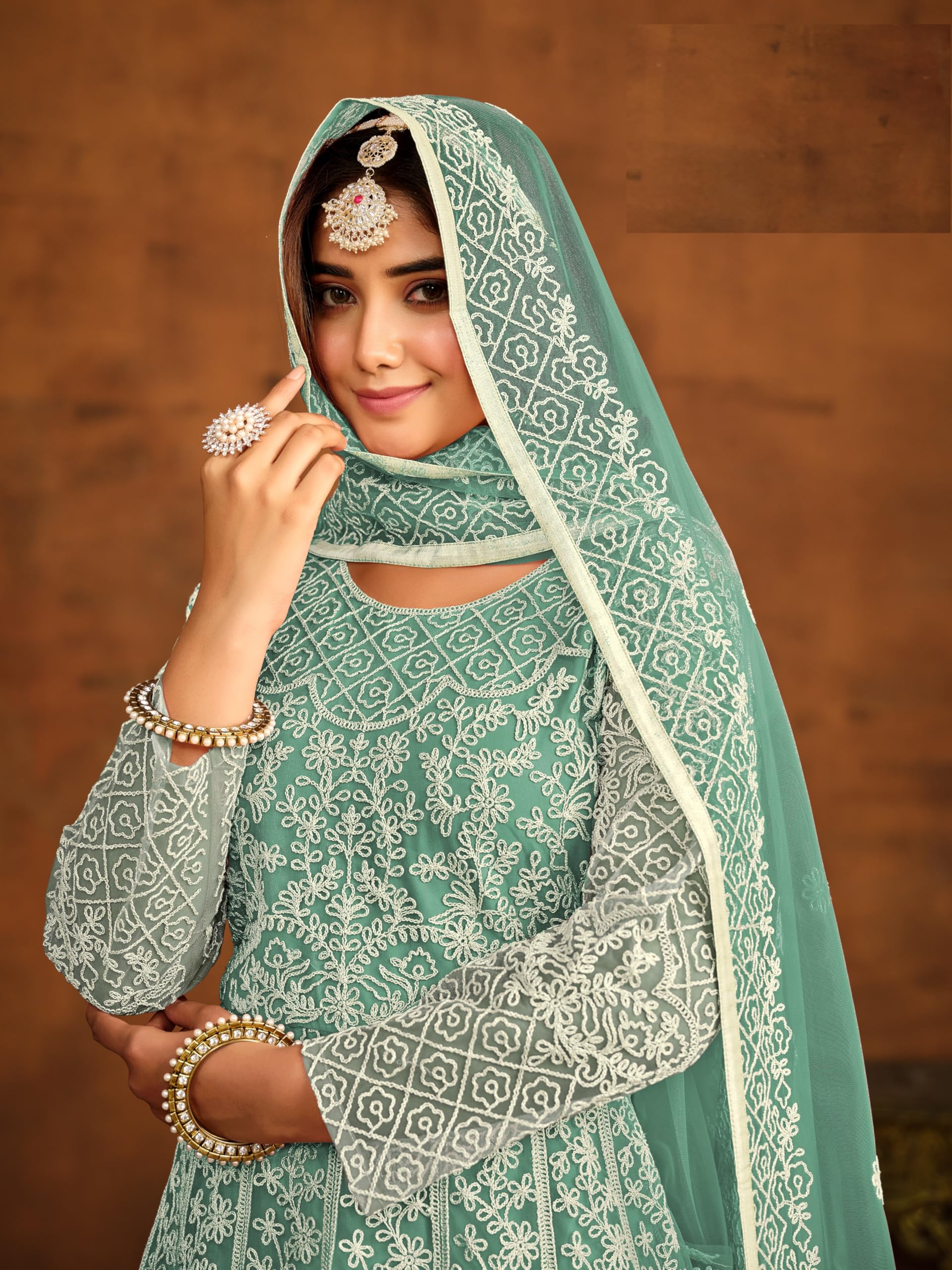 Wedding Party wear Women Dress Indian Handmade Anarkali Kurti, Pant with Dupatta