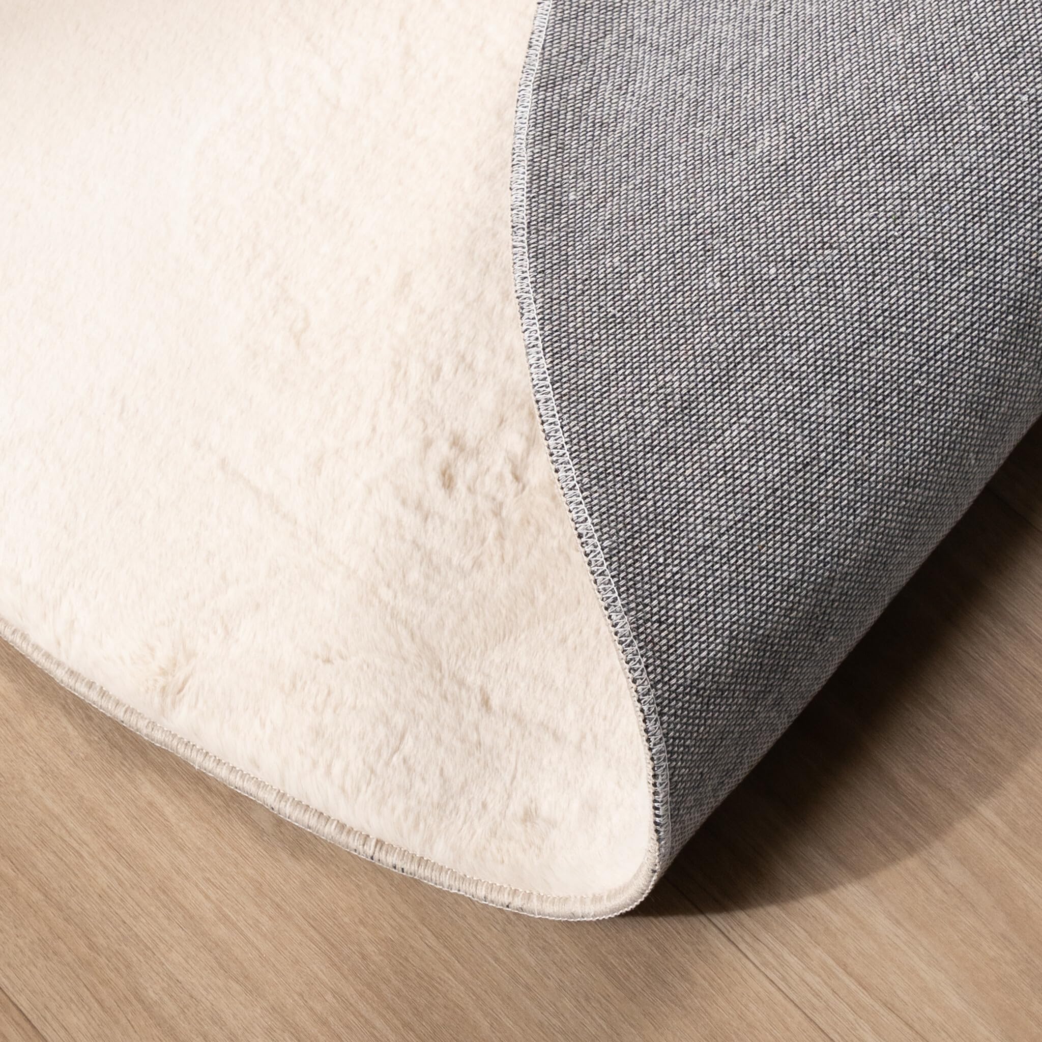 FRAAI | Home & Living Flauschiger Teppich Rund - Cozy Creme - Ø 120 cm