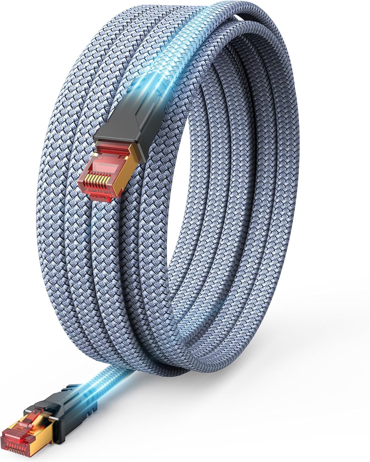 Snowkids Cat 8 Ethernet Cable 80 FT, Braided Heavy Duty High Speed Internet/LAN/Network Cable, 40Gbps 2000Mhz, Indoor and Outdoor Flat Patch Cord RJ45 Connector for Gaming, PC, Modem, Router