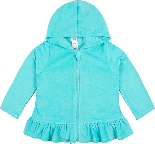 Gerber Cubierta para traje de baño con capucha y cremallera para bebés y niñas pequeñas, Rosado