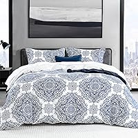 Vista 27 de CozyDH - Juego de funda de edredón CozyDH tamaño Queen, 100% algodón, funda de edredón con patrón floral de damasco gris y paisley, juego de ropa