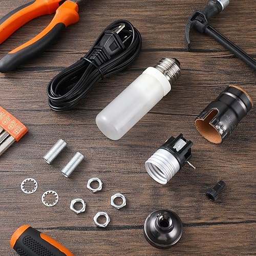 Miniatura 13 de Zonon Juego de 2 piezas de reparación de lámpara de pie, piezas de lámpara con cable de 12 pies y enchufe de 3 vías, juego completo de accesorios