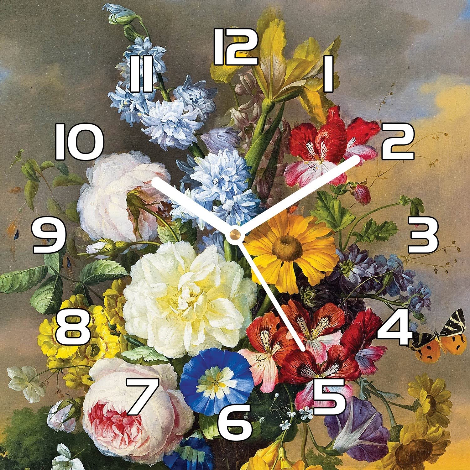 Horloge en verre lisible aiguilles noires décoration murale 30x30