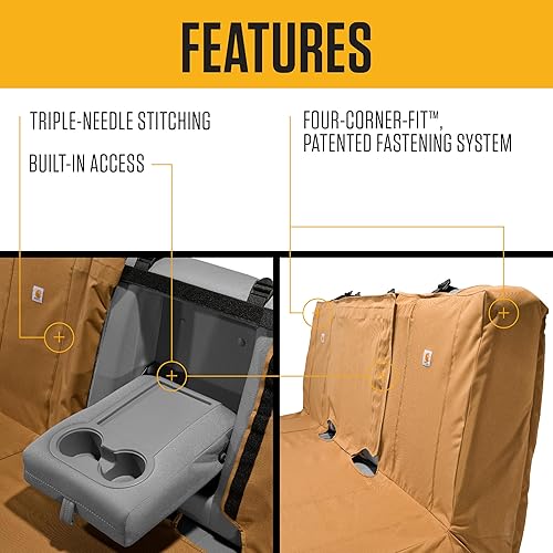 Miniatura 3 de Carhartt Fundas universales de lona de pato de nailon para asiento de banco automotriz, protección duradera para asiento de banco de tamaño completo