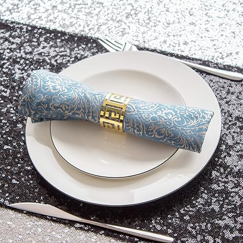 Miniatura 8 de Paquete de 10 caminos de mesa de lentejuelas color burdeos de 12 x 108 pulgadas de largo, mantel brillante con purpurina para Navidad, boda,
