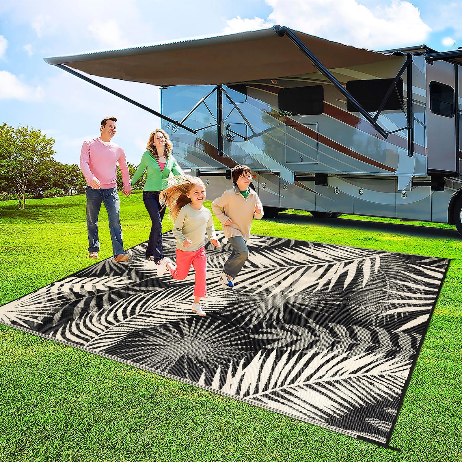 Outdoor Rug Waterproof for Patios Clearance, Reversible Outdoor Plastic Straw Rug Camping Carpet, Outside Floor Mats Large Area Rugs for RV,Patio,Deck
